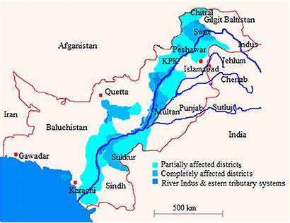 Pakistan Flood Map Rivers Water Showing Affected