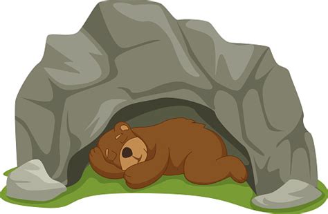 Vector Illustration Of Cartoon Sleeping Bear In Cave Stock Illustration