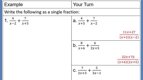 Adding Algebraic Fractions Variation Theory Style Youtube