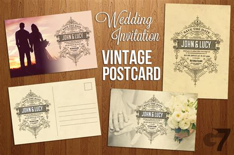wedding invitation vintage postcard wedding templates