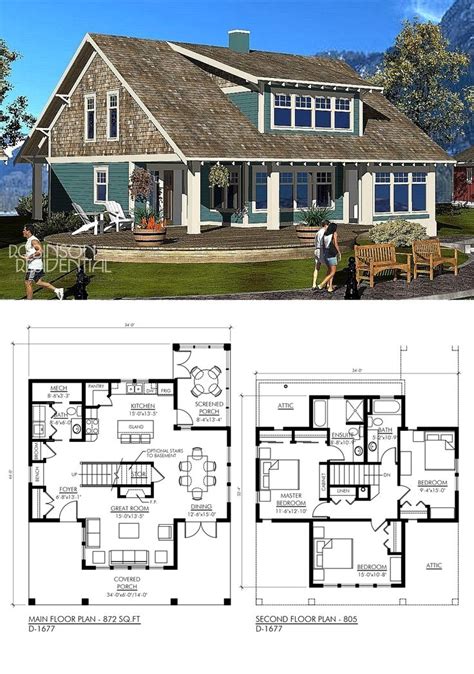 The Craftsman D 1677 Home Plan In Our D Series Features Two Storey