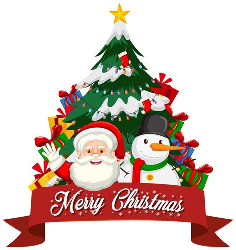 Tema De Navidad Con Santa Y árbol 1142281 Vector En Vecteezy