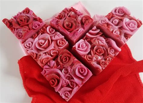 Trending Now Sweetheart Soap Bars Pink Rose Soap Favor Red Etsy