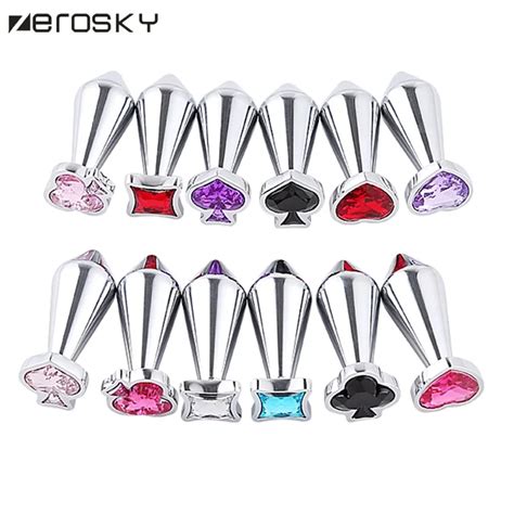 Zerosky Small Size Metal Crystal Anal Plug Stainless Steel Booty Beads Jewelled Anal Butt Plug