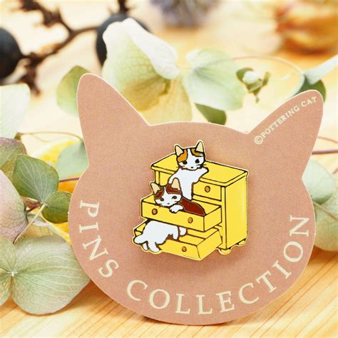 Pottering Cat Pin In A Shelf Cat Pin Cute Things From Japan Pin
