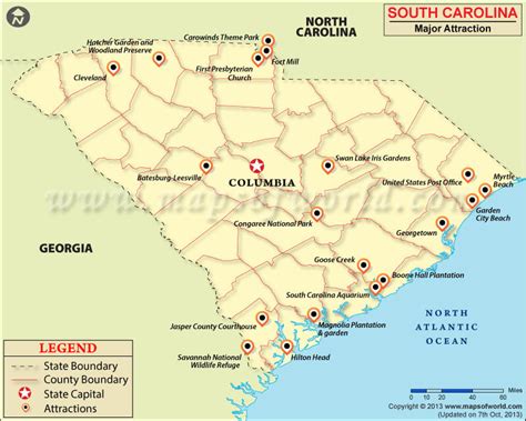 Travel Attractions In South Carolina South Carolina Travel Map