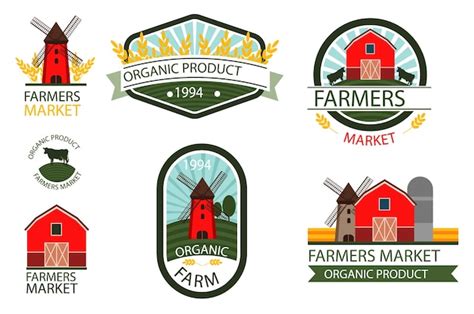 Conjunto De Logotipo De Fazendeiros Vetor Premium