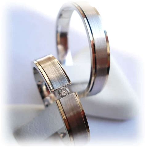 Two Tone Wedding Bands FT354 With 010ct Diamond 