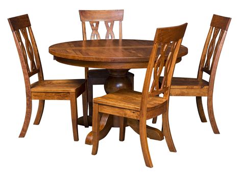 Amish Round Dining Table Chairs Set Solid Wood Pedestal Traditional Rustic Ebay