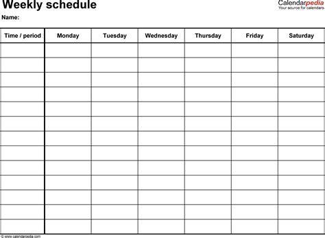 Free work schedule templates for word and excel smartsheet. Extra Large Printable Blank Weekly Employee Schedule ...