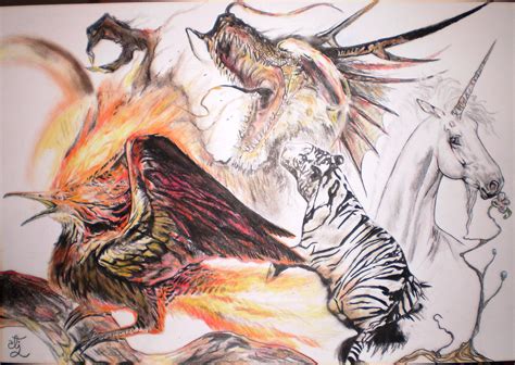 Phoenix Tiger Unicorn Dragon By Roleforge On Deviantart