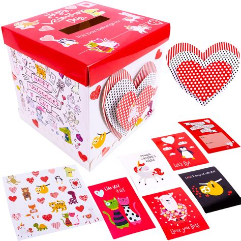 Buy Hapinest 32 Valentines Day Cards For Kids With Diy Mailbox For