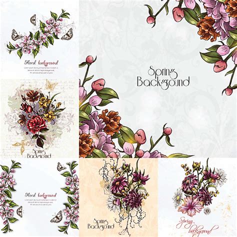 Seamless floral pattern, wild red purple flowers, botanical illustration, colorful background, textile design. Floral spring background frames vectors | Free download