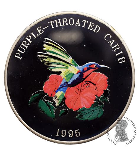 Turks Caicos Islands 25 Crowns 1995 Purple Throated Carib Bird