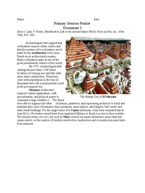 Primary Sources Packet Pdf Maya Civilization