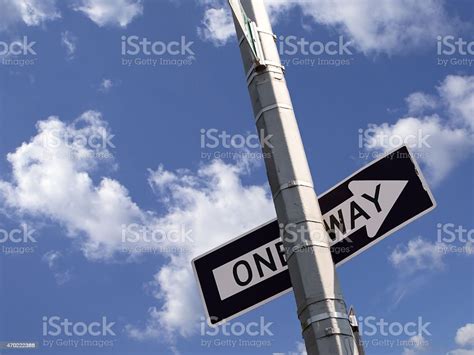 One Way Road Sign On The Utility Pole Stock Photo Download Image Now