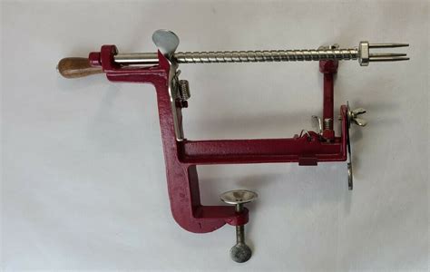 Victorio Clamp Mounted Base Apple Peeler Cast Iron Peeler Red With
