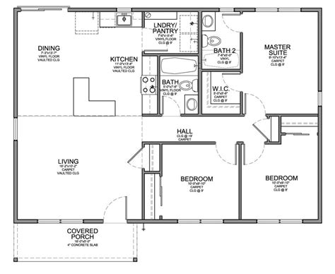 Floor Plan For Affordable 1100 Sf House With 3 Bedrooms