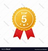 Top 5 rating badges top five badge icon stamp Vector Image