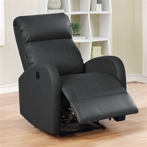 Black Modern Leather Infused Small Power Reading Recliner