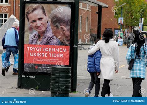 danish prime minister mette frederisken`s election billboard editorial photo image of denmark