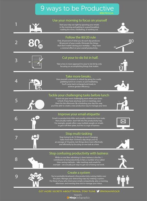 9 Ways To Be More Productive Infographic