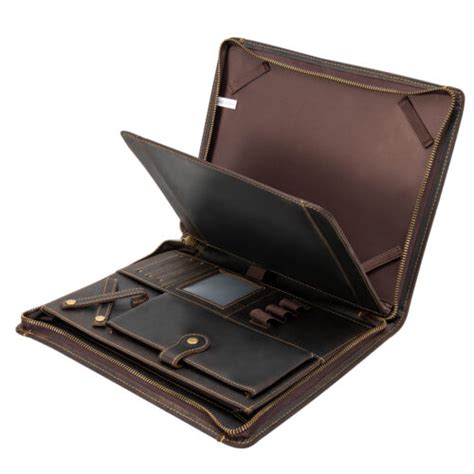 Padfolio Business Leather Portfolio Zippered Notebook Binder Office