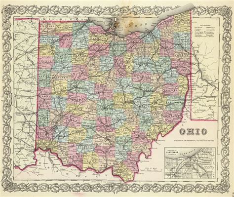 1856 Ohio Ohio Map Wall Maps Vintage Wall Art