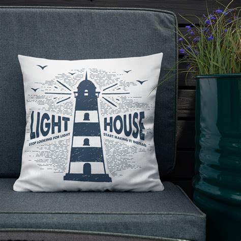 Lighthouse Premium Pillow Lighthouse Decor Nautical Pillow Etsy