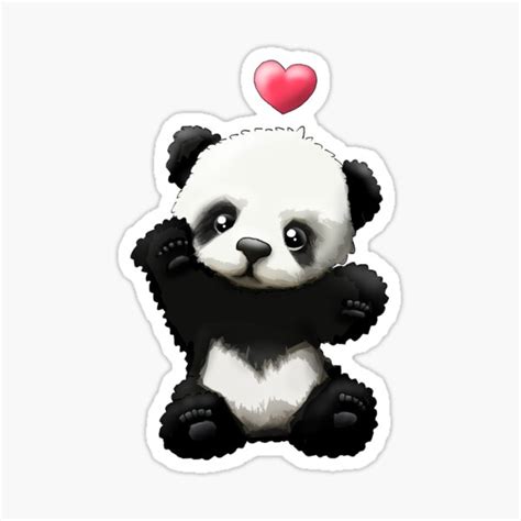Cute Baby Panda Bear Cub Drawing Sticker By Martinkunzi