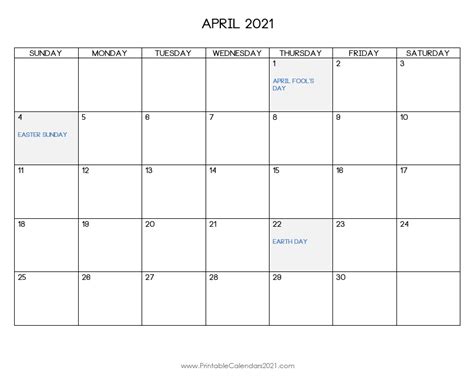 Easy to print pdf version in various formats. Printable Calendar April 2021, Printable 2021 Calendar with Holidays