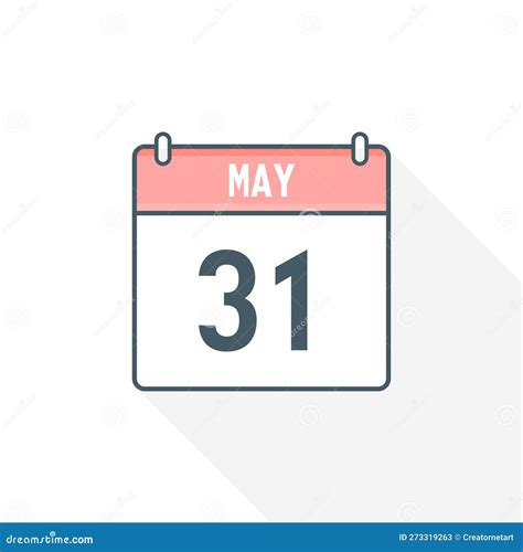 31st May Calendar Icon. May 31 Calendar Date Month Icon Vector