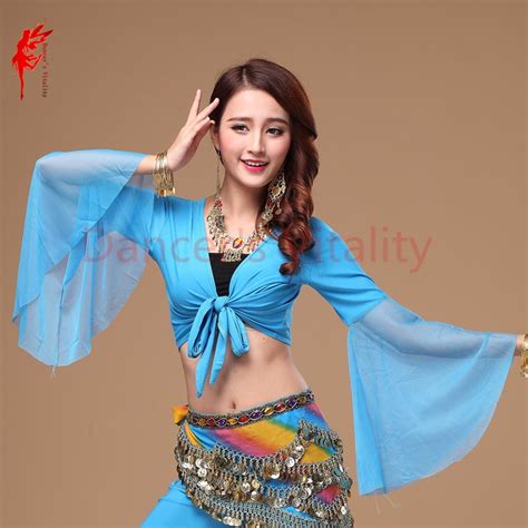 Wholesale Belly Dance Top Crystal Cotton Belly Dance Top Women Horn Sleeves Belly Dance Top