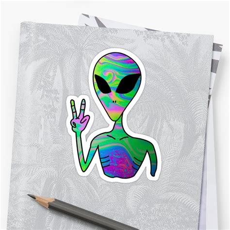 Trippy Alien 7 Sticker By Fosodesigns Redbubble