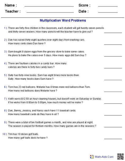 10 Best Images Of Multiplication Word Problems Worksheets 4th 2nd