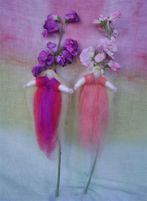 Wool Fairies Sweet Pea Flower Fairies By Softearthart On Etsy 2500