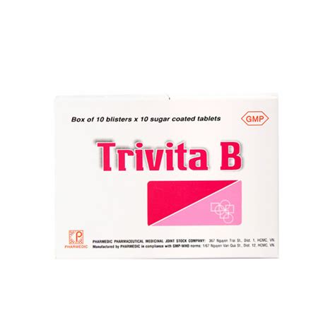 Thuốc Bổ Sung Vitamin B1 B6 B12 Trivita B Hộp 100 Viên Vivita