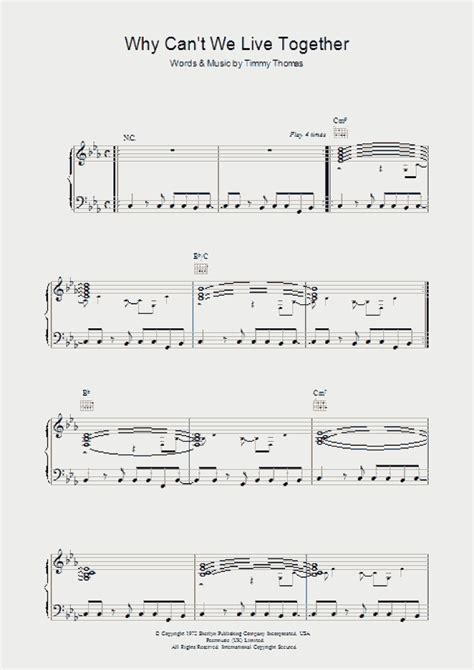 Why Cant We Live Together Piano Sheet Music