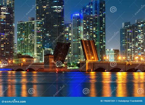 Miami Downtown Downtown Miami Skyline At Dusk Florida Stock Image