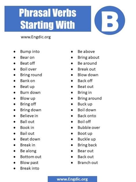 Verbs That Start With B EngDic