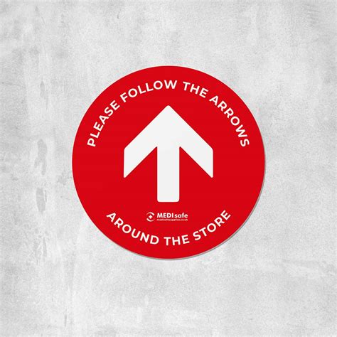 Please Follow The Arrows Floor Stickers Circular Social Distancing
