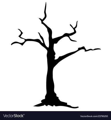 Silhouette Dead Tree Without Leaves On White Vector Image