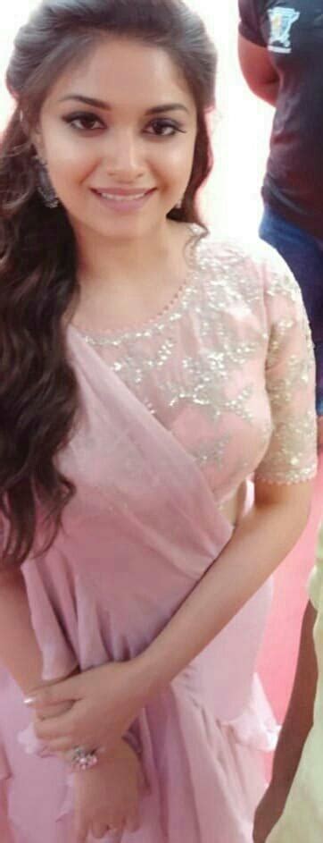 Telugu Actress Keerthy Suresh In Transparent Pink Lehenga