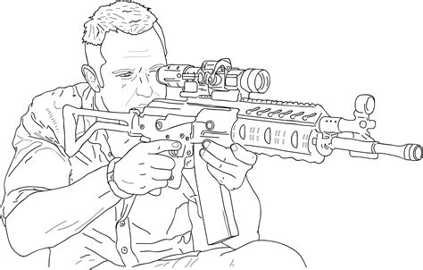 Sniper Rifle Coloring Pages