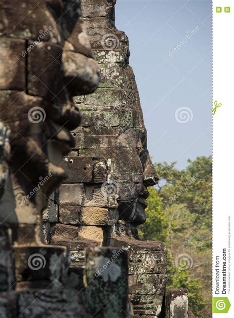 Buddha Faces Of Bayon Temple Stock Image Image Of Cambodia Monument