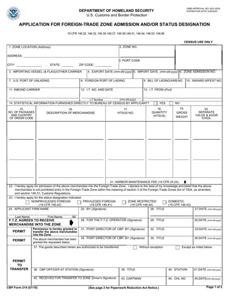 Cbp Form 214 Fill Out Sign Online And Download Fillable Pdf