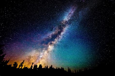 Starry Night Night Stars Landscape Milky Way Sunrise