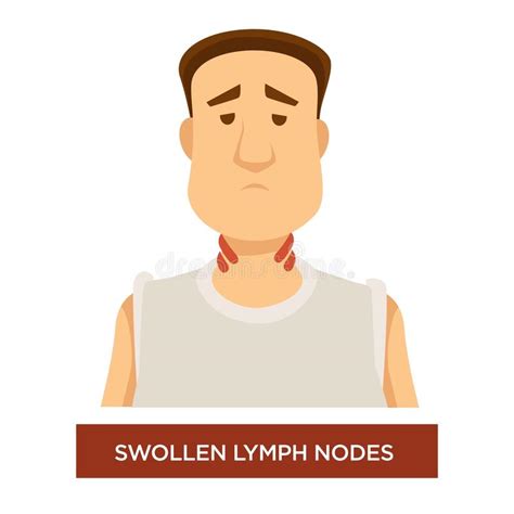 Swollen Lymph Nodes Isolated Male Character Immune System Stock Vector