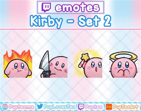 4x Cute Kirby Emotes Pack For Twitch Youtube And Discord Set Etsy