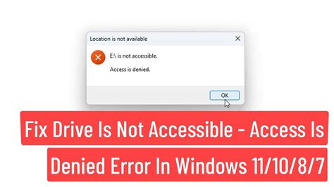 Fix Drive Is Not Accessible Access Is Denied Error In Windows